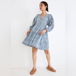 Madewell Bubble Sleeve Front Button Women's Dress NWT size M